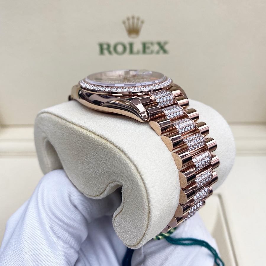 Rolex 1:1 Super Clone Day-Date 36mm Factory Diamond Setting Emerald Pave Diamond Dial 128345RBR