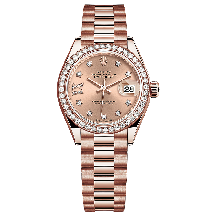 Rolex 1:1 Super Clone Lady-Datejust Rose Diamond Star Dial Diamond Bezel 28mm 279135RBR