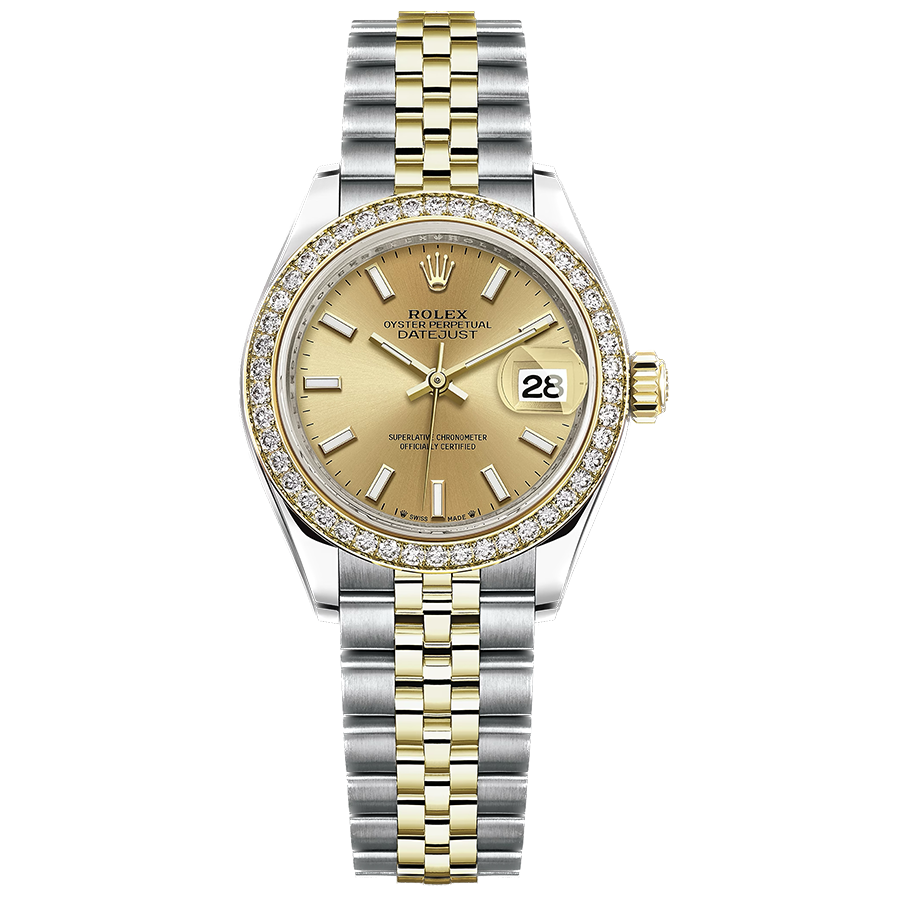 Rolex 1:1 Super Clone Lady-Datejust Champagne Dial Diamond Bezel 28mm 279383RBR