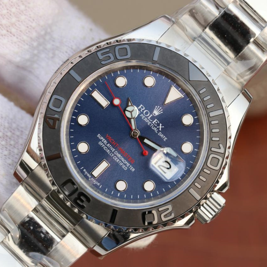 Rolex 1:1 Super Clone Yacht-Master 1 ( Black & Blue Dial ) Stainless Steel 40mm
