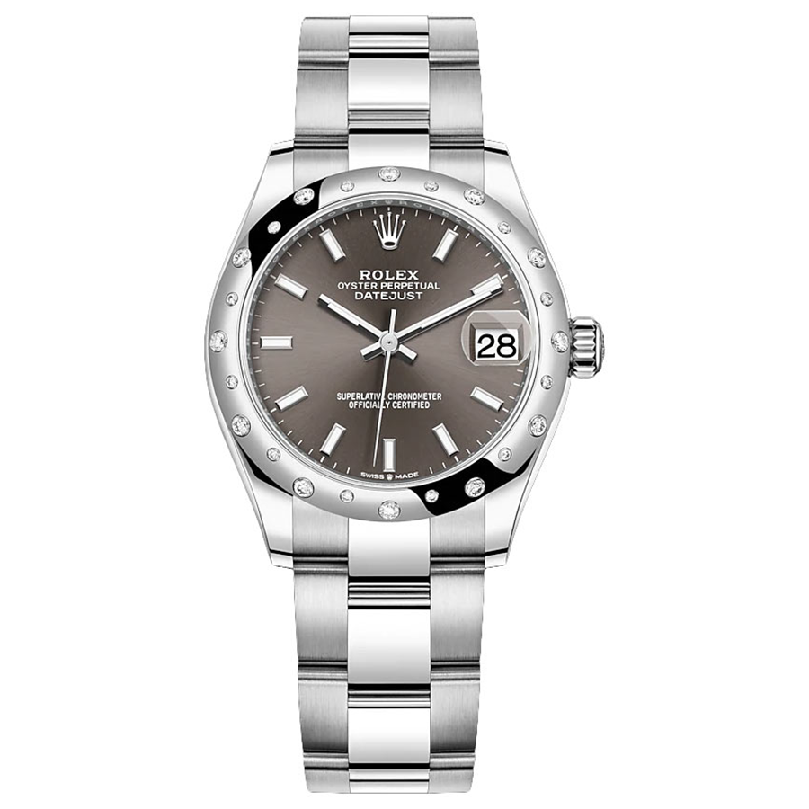Rolex 1:1 Super Clone Datejust Dark Grey Dial Diamond-Set Bezel 31mm 278344RBR
