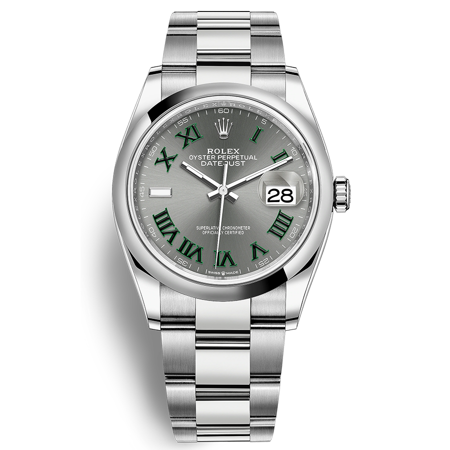 Rolex 1:1 Super Clone Datejust Slate Roman Numeral Dial Domed Bezel 36mm 126200