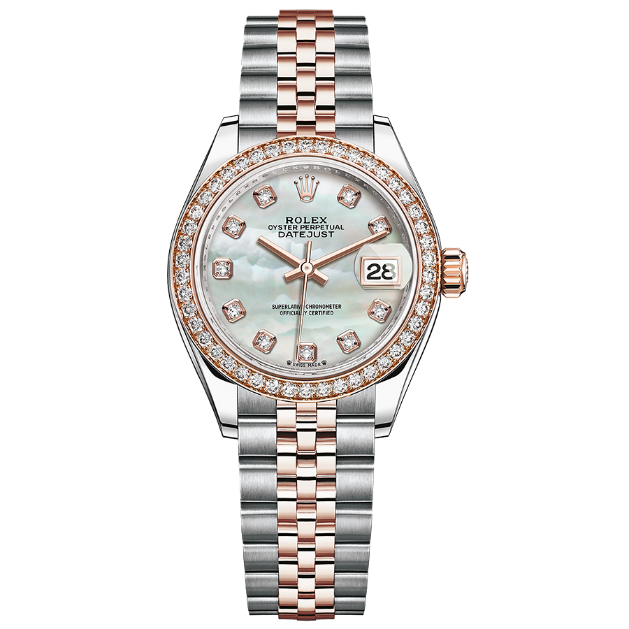 Rolex 1:1 Super Clone Lady-Datejust Mother Of Pearl Diamond Dial Diamond Bezel 28mm 279381RBR