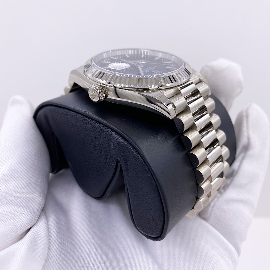 Rolex 1:1 Super Clone Day-Date 40 Presidential 228239 Fluted Bezel Black Dial