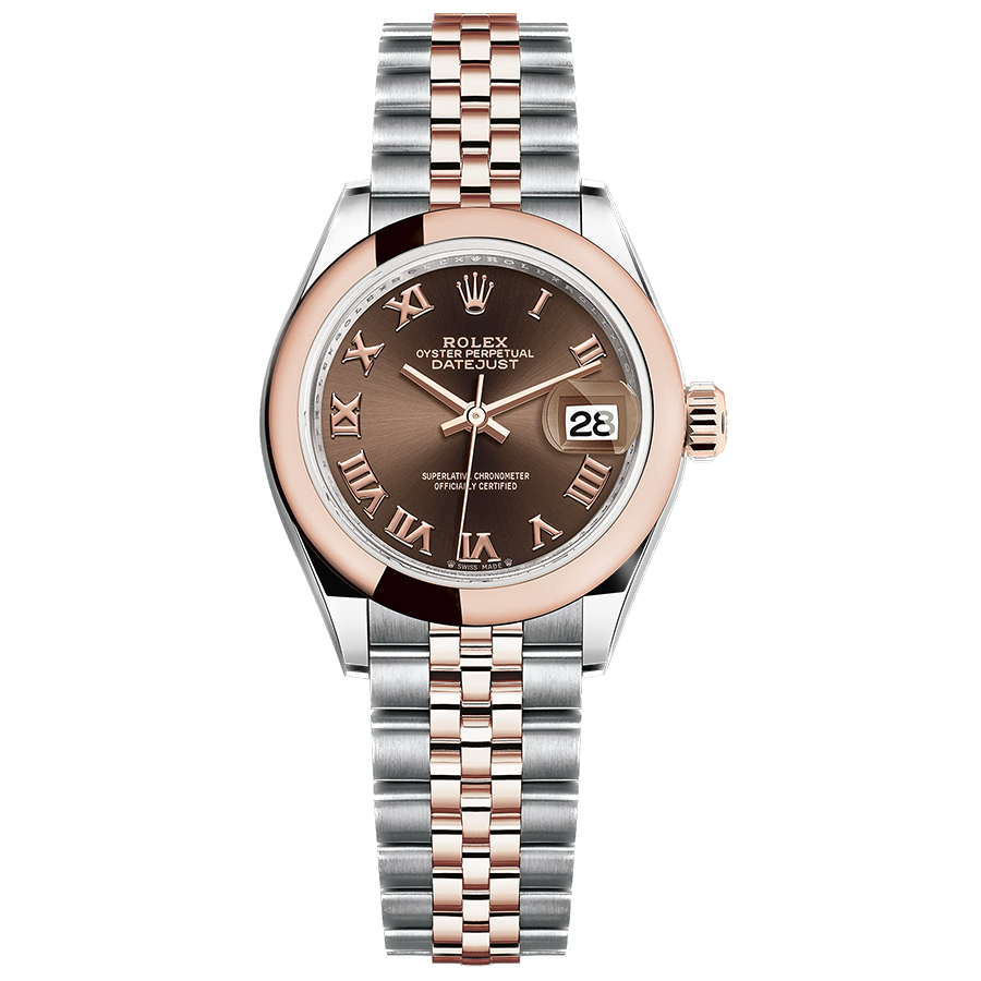 Rolex 1:1 Super Clone Lady-Datejust Chocolate Roman Numeral Dial Domed Bezel 28mm 279161