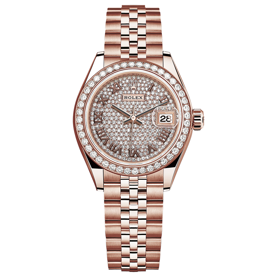 Rolex 1:1 Super Clone Lady-Datejust Diamond-Paved Roman Numeral Dial Diamond Bezel 28mm 279135RBR