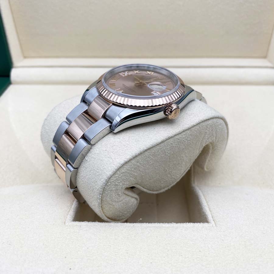 Rolex 1:1 Super Clone Datejust Rose Roman Numeral Dial Fluted Bezel 36mm 126231