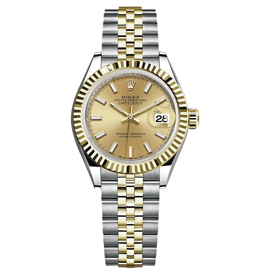 Rolex 1:1 Super Clone Lady-Datejust Champagne Dial Fluted Bezel 28mm 279173