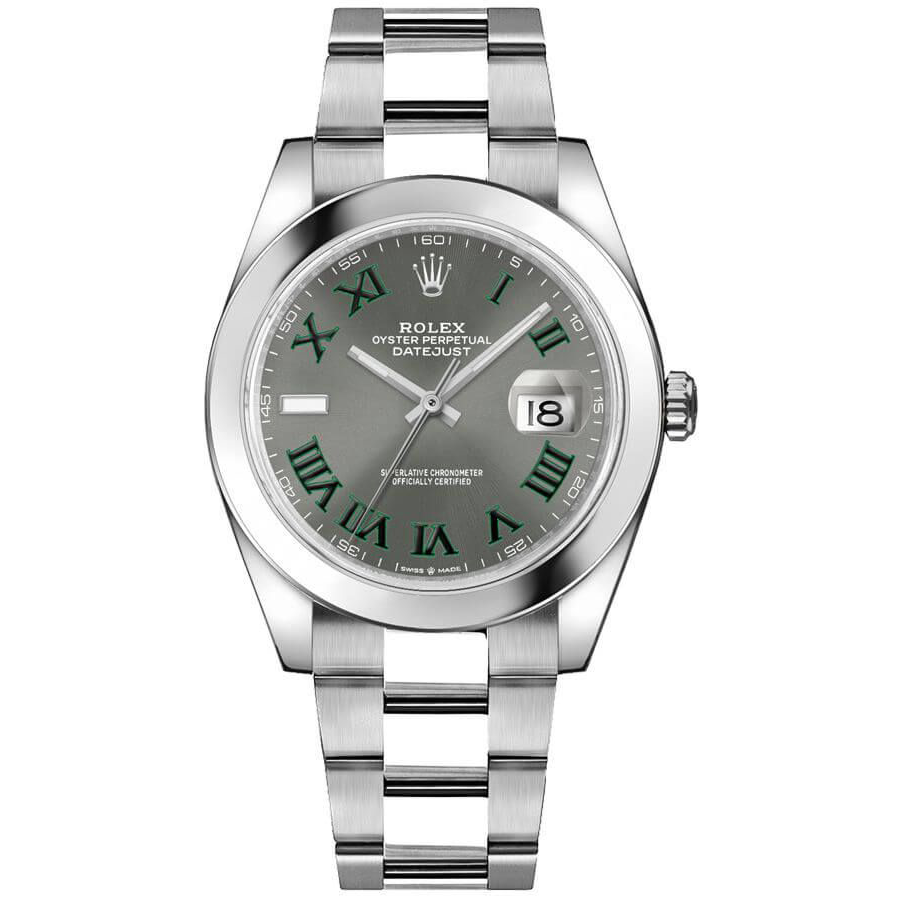 Rolex 1:1 Super Clone Datejust 41mm Slate Roman Numeral Dial Smooth Bezel 126300