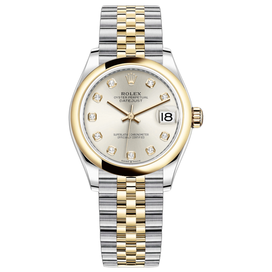 Rolex 1:1 Super Clone Datejust Silver Diamond Dial Domed Bezel 31mm 278243