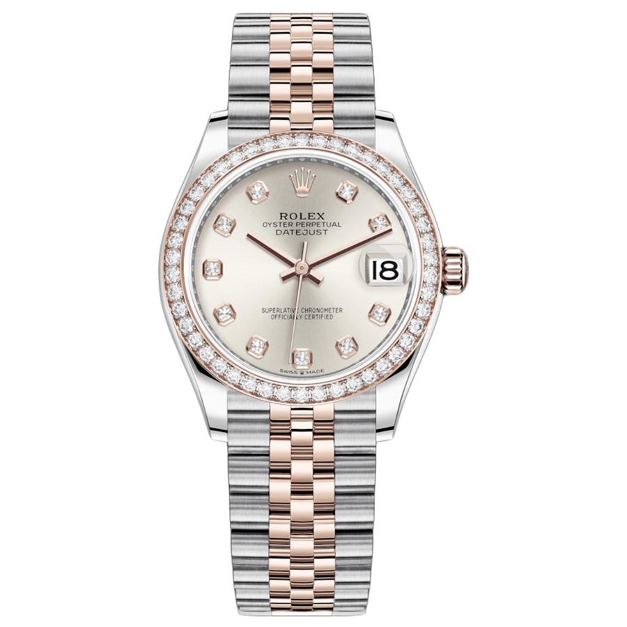 Rolex 1:1 Super Clone Datejust Silver Diamond Dial Diamond Bezel 31mm 278381RBR
