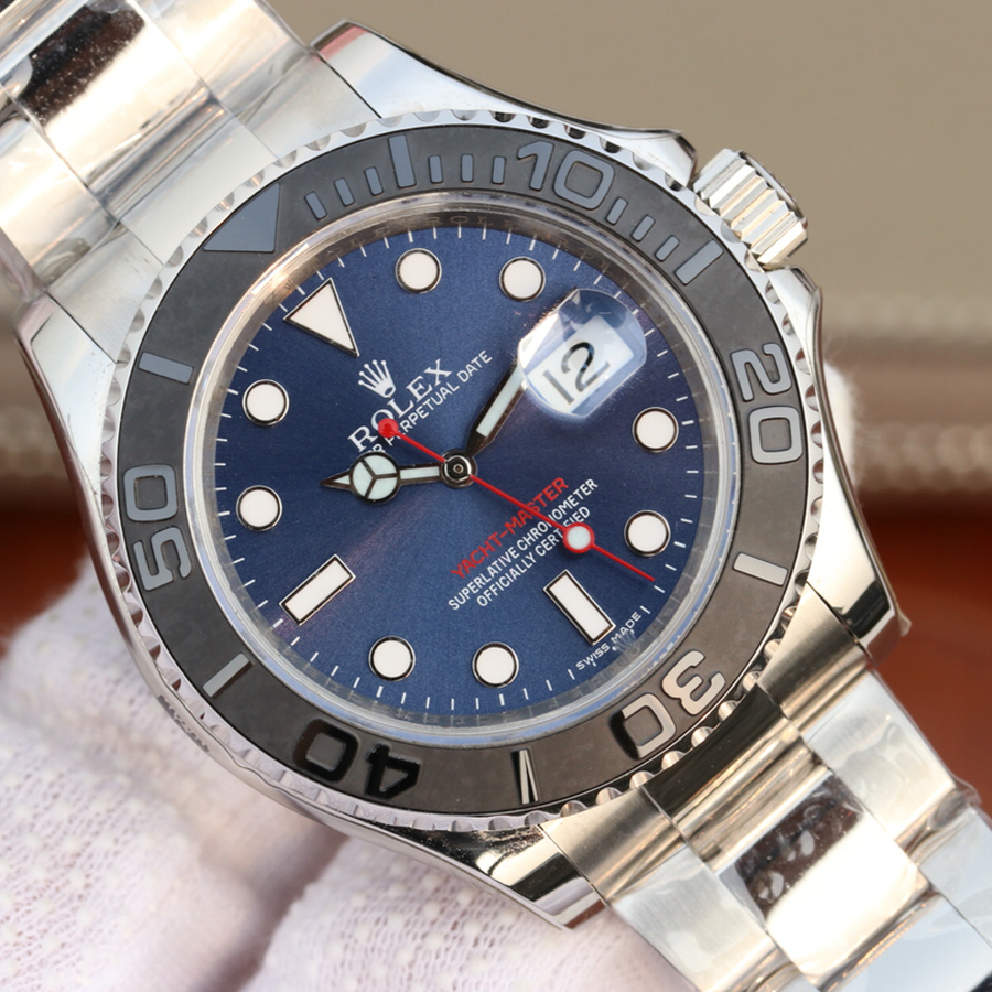 Rolex 1:1 Super Clone Yacht-Master 1 ( Black & Blue Dial ) Stainless Steel 40mm