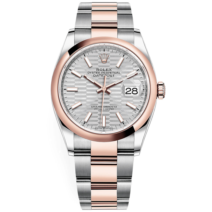 Rolex 1:1 Super Clone Datejust Silver Fluted Motif Dial Domed Bezel 36mm 126201