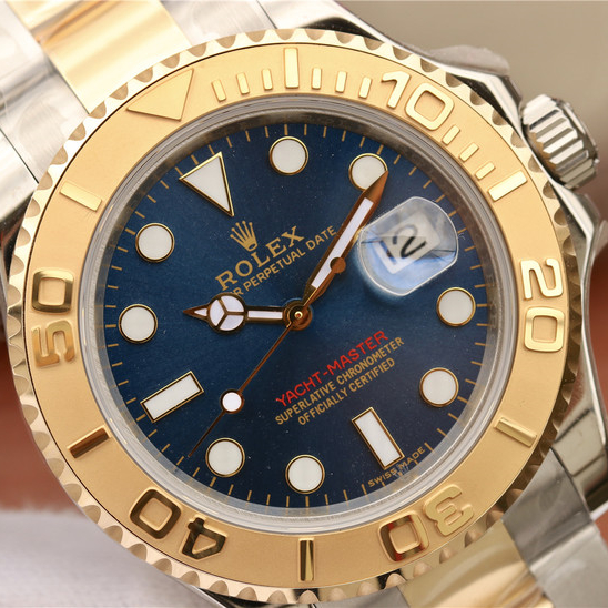 Rolex 1:1 Super Clone Yacht-Master 1 Goldmix ( Gold & Blue Dial ) Stainless Steel 40mm