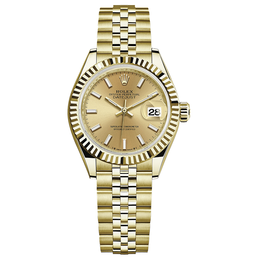 Rolex 1:1 Super Clone Lady-Datejust Champagne Dial Fluted Bezel 28mm 279178