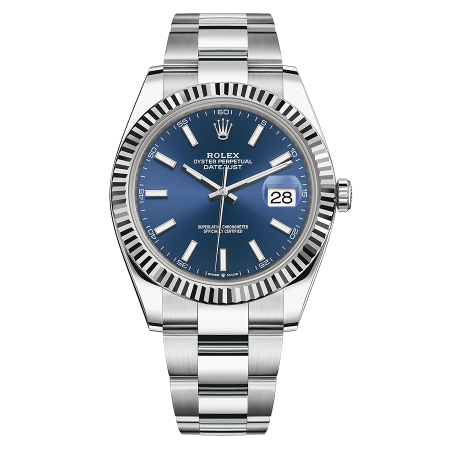Rolex 1:1 Super Clone Datejust 41mm Bright Blue Dial Fluted Bezel 126334