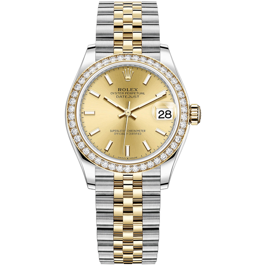 Rolex 1:1 Super Clone Datejust Champagne Dial Diamond Bezel 31mm 278383RBR