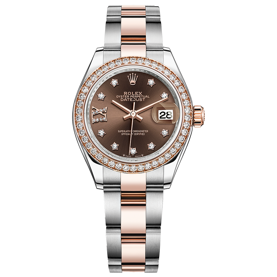Rolex 1:1 Super Clone Lady-Datejust Chocolate Diamond Star Dial Diamond Bezel 28mm 279381RBR