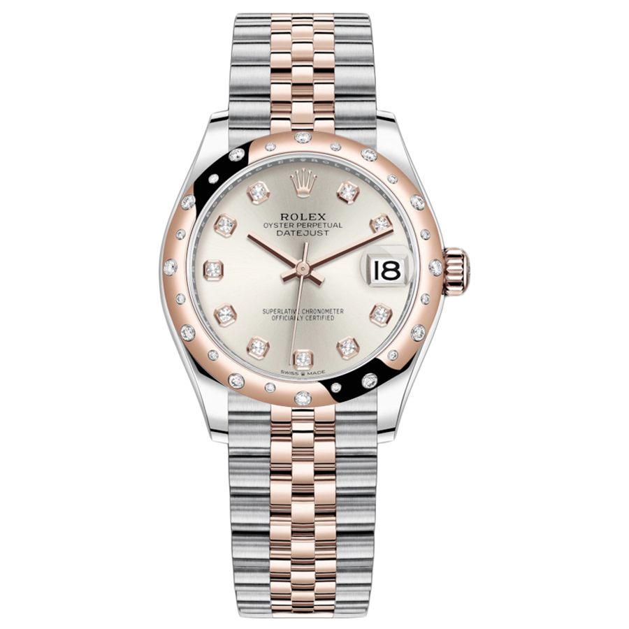 Rolex 1:1 Super Clone Datejust Silver Diamond Dial Diamond-Set Bezel 31mm 278341RBR