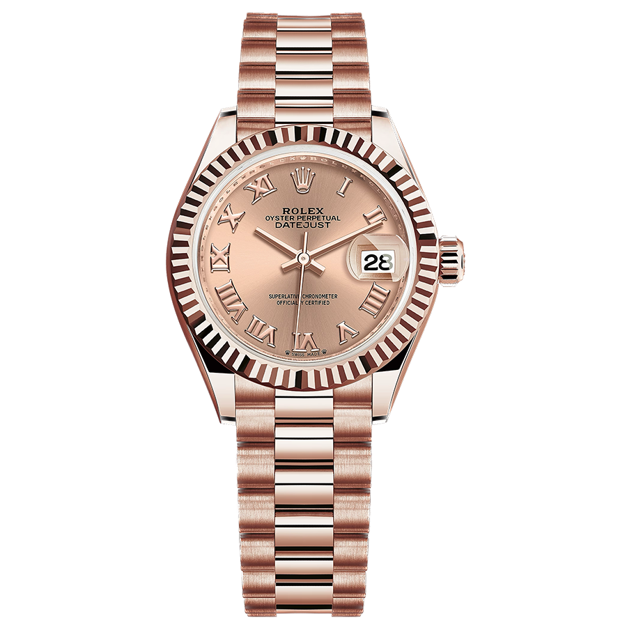 Rolex 1:1 Super Clone Lady-Datejust Rose Roman Numeral Dial Fluted Bezel 28mm 279175