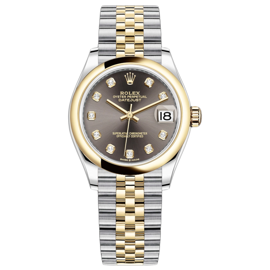 Rolex 1:1 Super Clone Datejust Dark Grey Diamond Dial Domed Bezel 31mm 278243