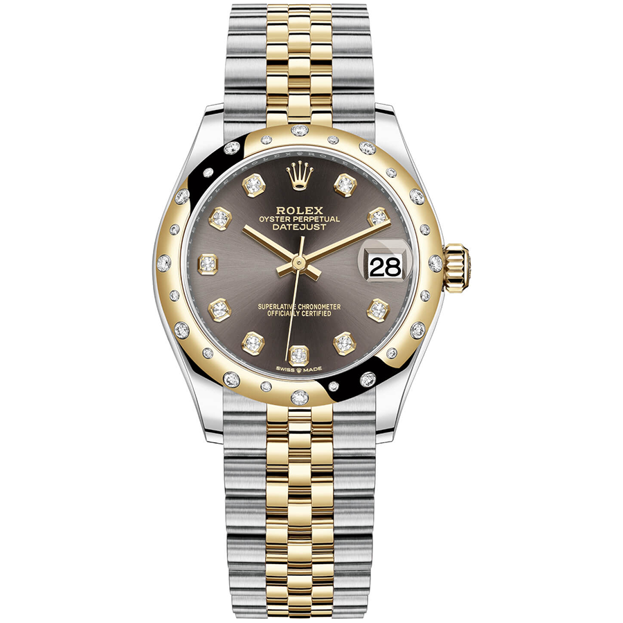Rolex 1:1 Super Clone Datejust Dark Grey Diamond Dial Diamond-Set Bezel 31mm 278343RBR