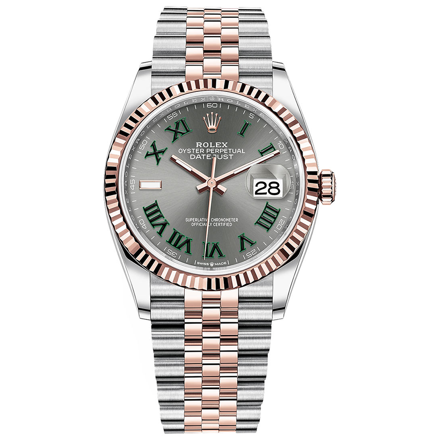 Rolex 1:1 Super Clone Datejust Slate Roman Numeral Dial Fluted Bezel 36mm 126231