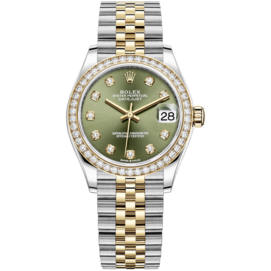 Rolex 1:1 Super Clone Datejust Olive Green Diamond Dial Diamond Bezel 31mm 278383RBR
