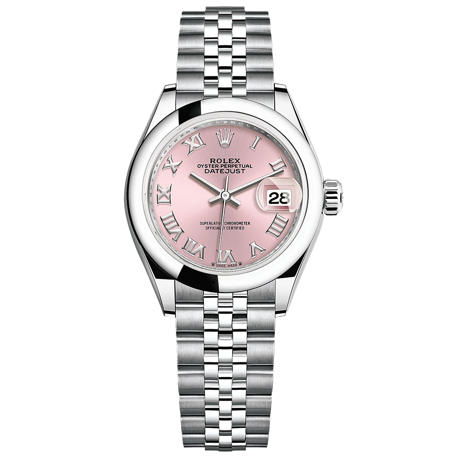 Rolex 1:1 Super Clone Lady-Datejust Pink Roman Numeral Dial Domed Bezel 28mm 279160