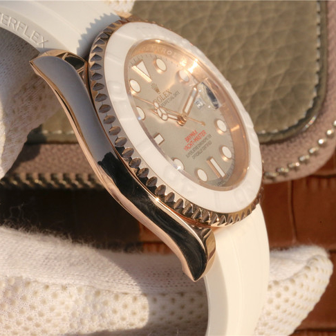 Rolex 1:1 Super Clone Yacht-Master 1 Baymax Rose Gold Mix White Rubber Strap 40mm