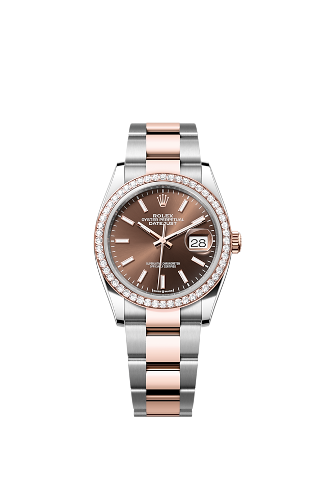 Rolex 1:1 Super Clone Datejust Oyster, 36 mm, Oystersteel, Everose gold and diamonds m126281rbr-0032