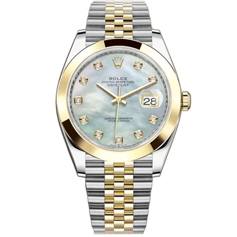 Rolex 1:1 Super Clone Datejust 41mm Mother Of Pearl Diamond Dial Smooth Bezel 126303