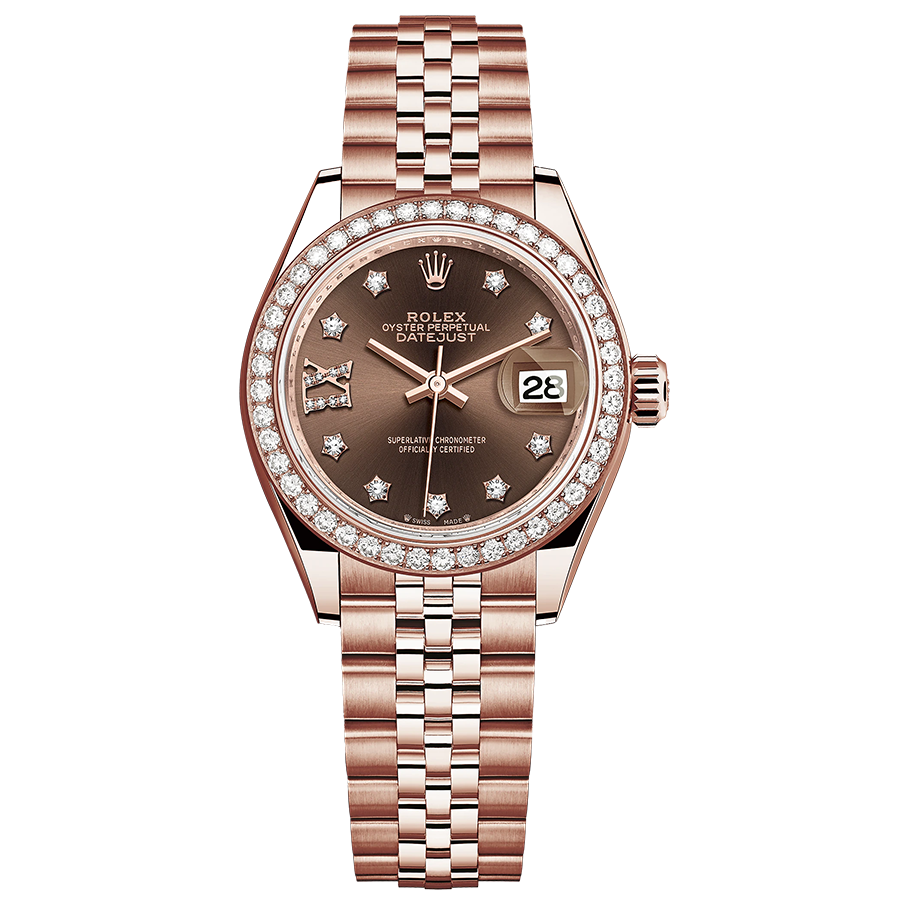 Rolex 1:1 Super Clone Lady-Datejust Chocolate Diamond Star Dial Diamond Bezel 28mm 279135RBR