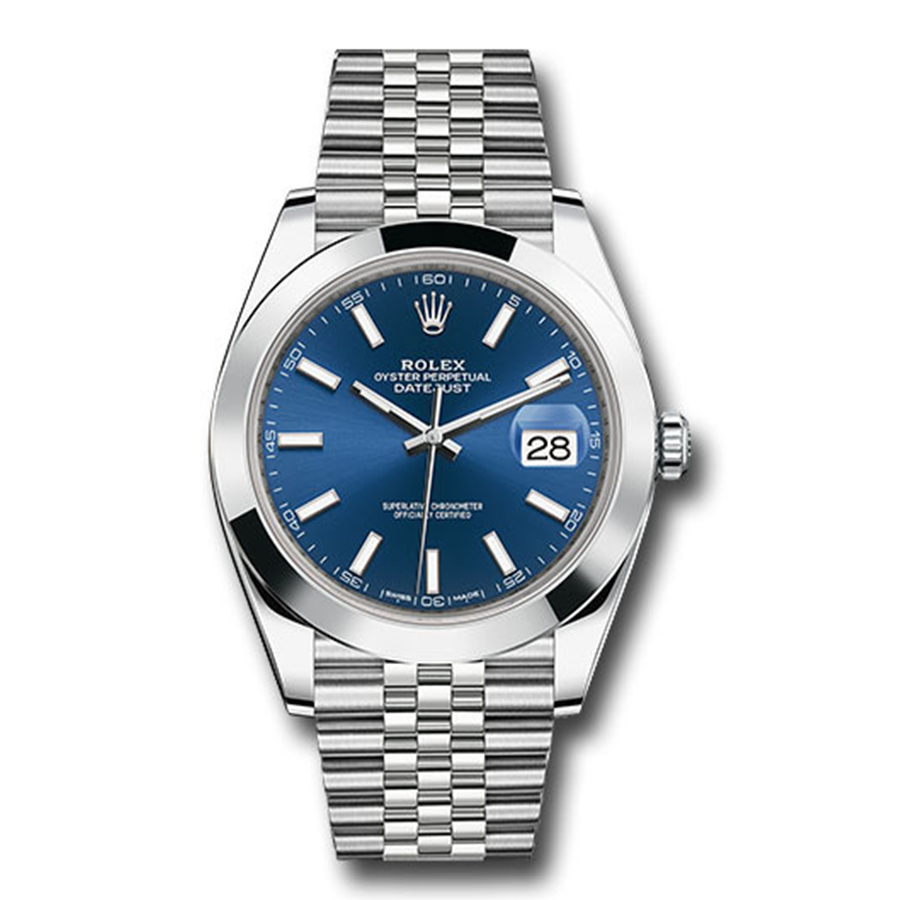 Rolex 1:1 Super Clone Datejust 41mm Bright Blue Dial Smooth Bezel 126300