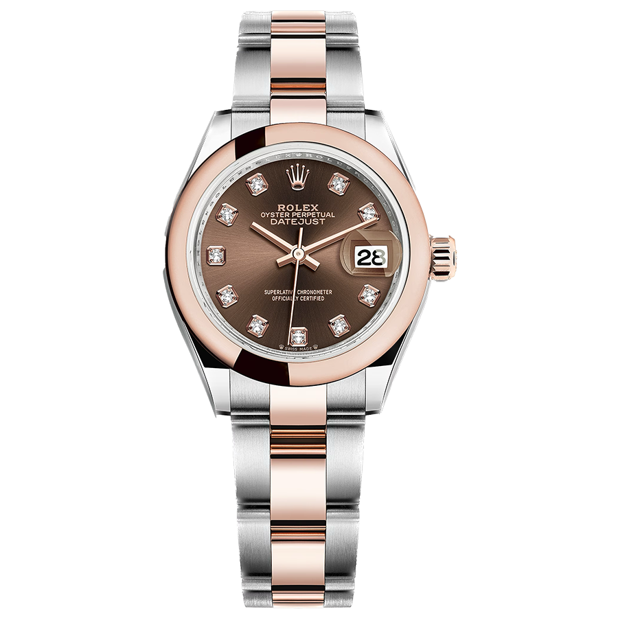 Rolex 1:1 Super Clone Lady-Datejust Chocolate Diamond Dial Domed Bezel 28mm 279161