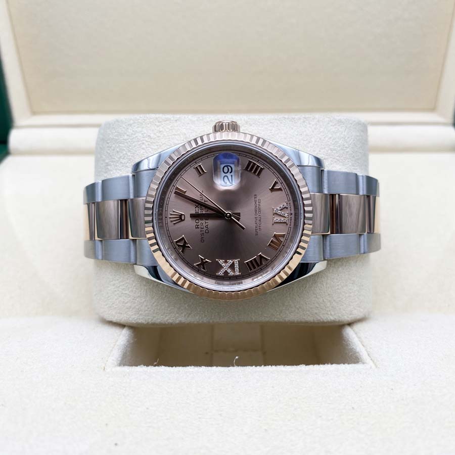 Rolex 1:1 Super Clone Datejust Rose Roman Numeral Dial Fluted Bezel 36mm 126231