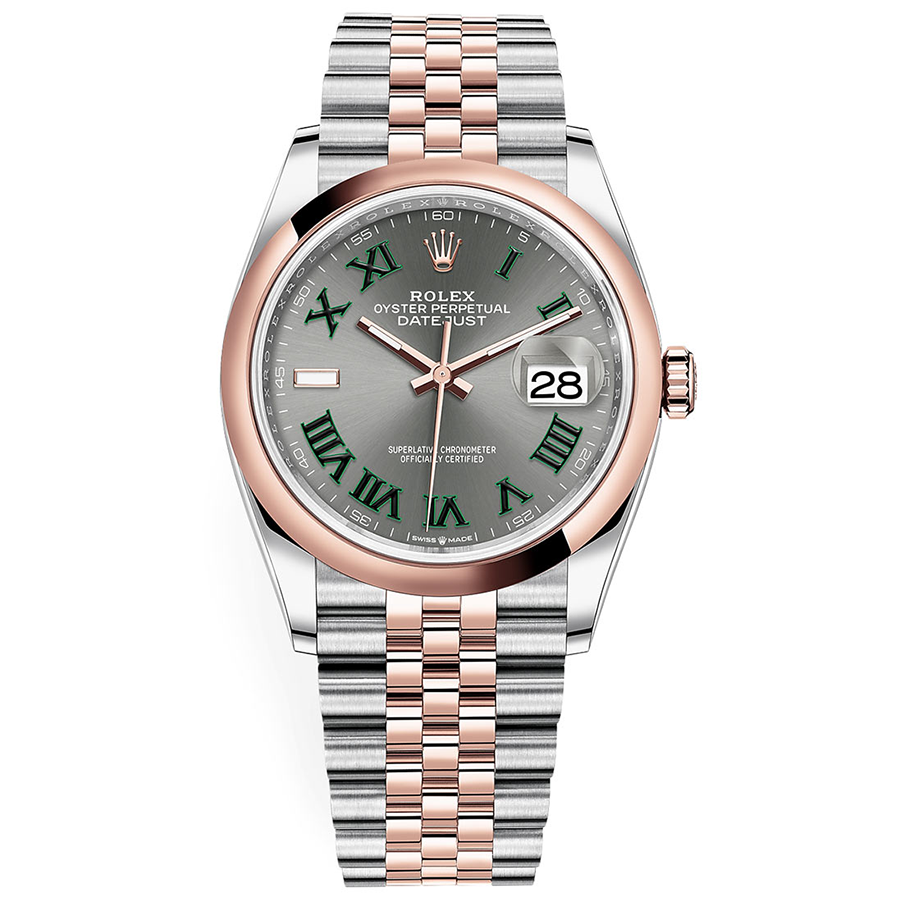 Rolex 1:1 Super Clone Datejust Slate Roman Numeral Dial Domed Bezel 36mm 126201