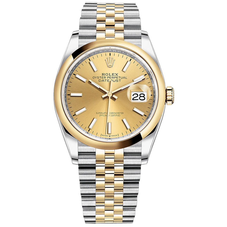 Rolex 1:1 Super Clone Datejust Champagne Dial Domed Bezel 36mm 126203