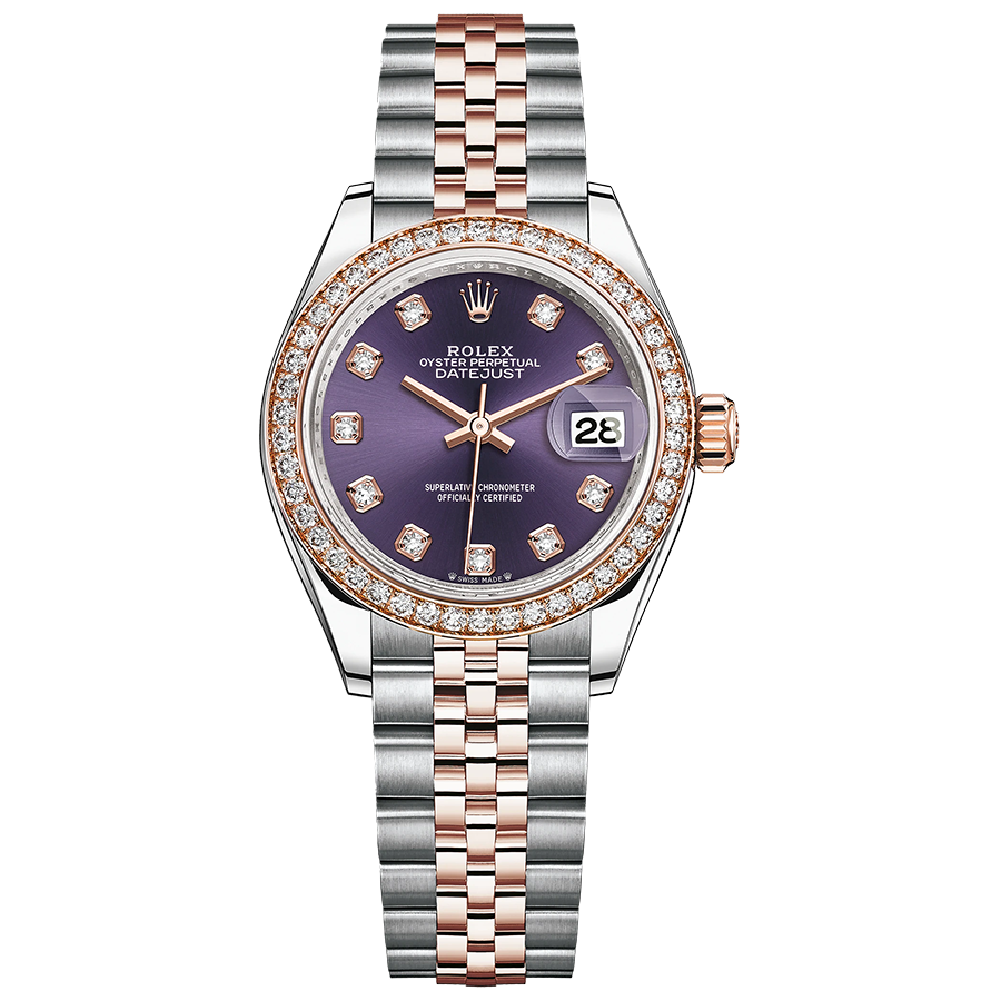 Rolex 1:1 Super Clone Lady-Datejust Purple Diamond Dial Diamond Bezel 28mm 279381RBR