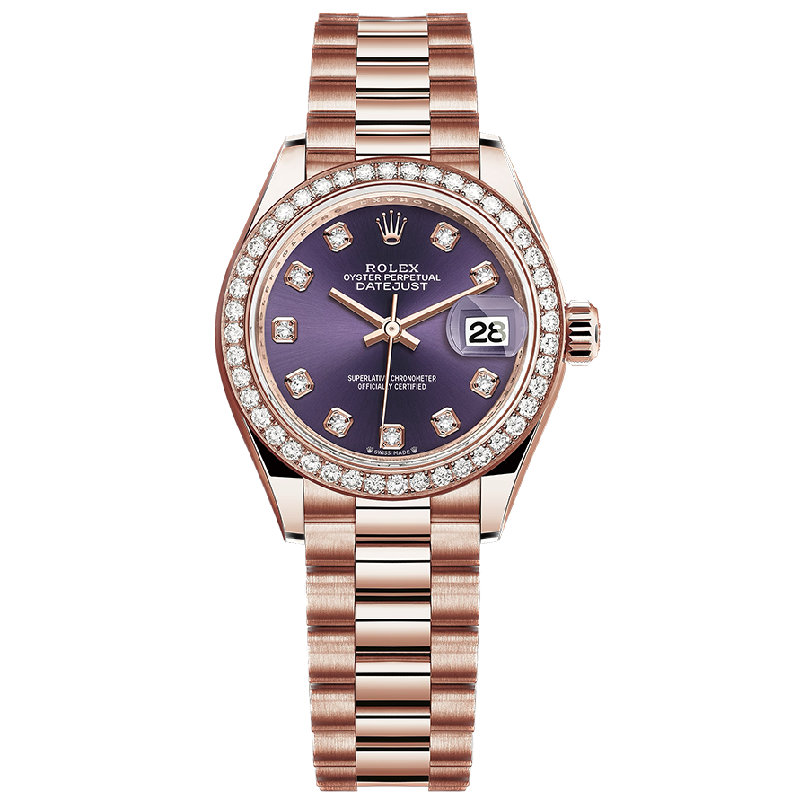 Rolex 1:1 Super Clone Lady-Datejust Purple Diamond Dial Diamond Bezel 28mm 279135RBR