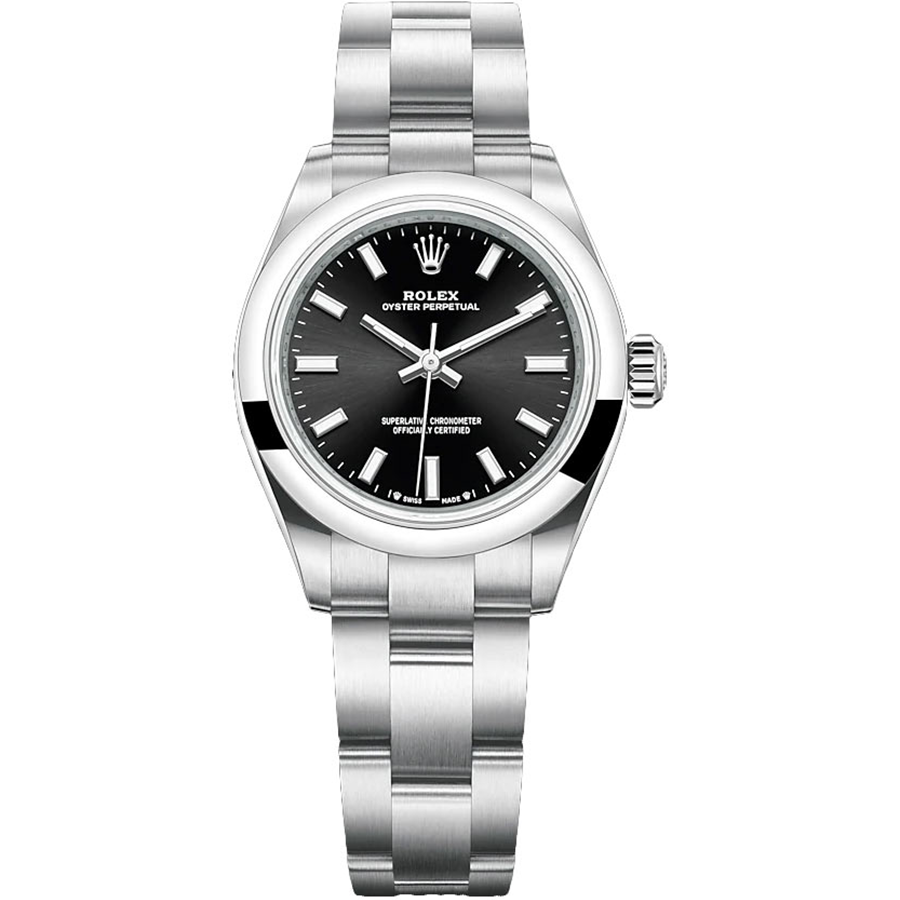 Rolex 1:1 Super Clone Oyster Perpetual Black Dial Domed Bezel 28mm 276200