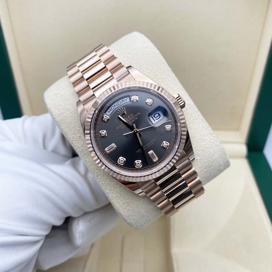 Rolex 1:1 Super Clone Day-Date 36mm 128235 Slate Grey Diamond Dial