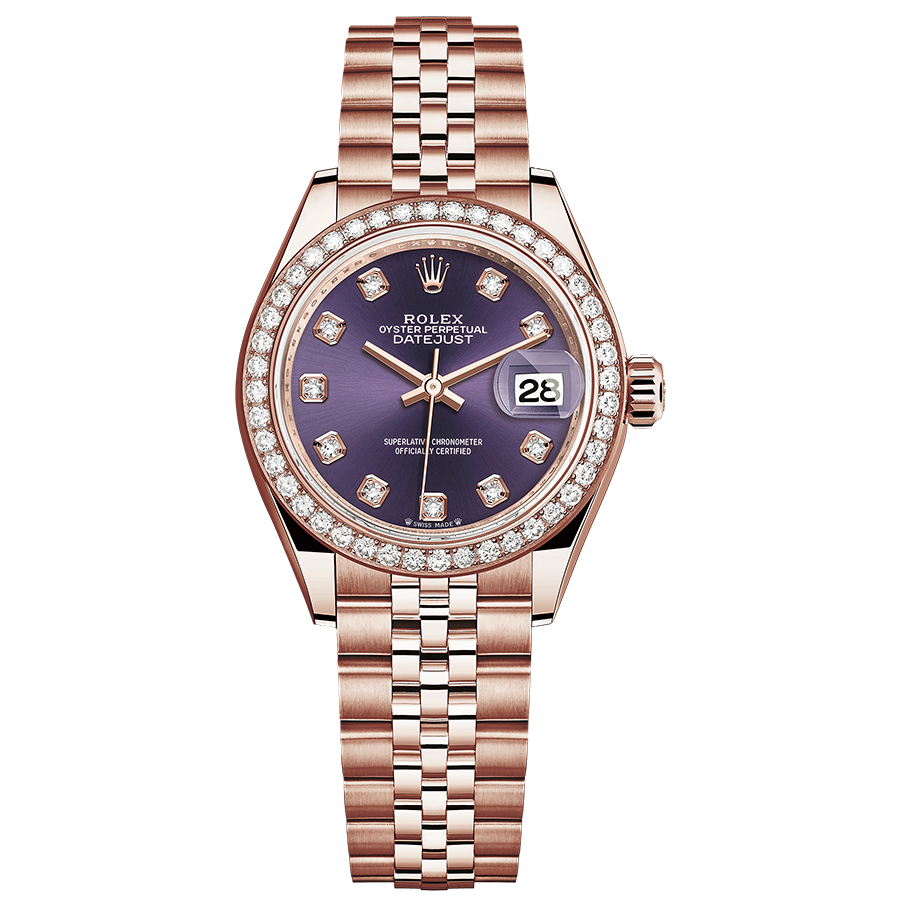 Rolex 1:1 Super Clone Lady-Datejust Purple Diamond Dial Diamond Bezel 28mm 279135RBR