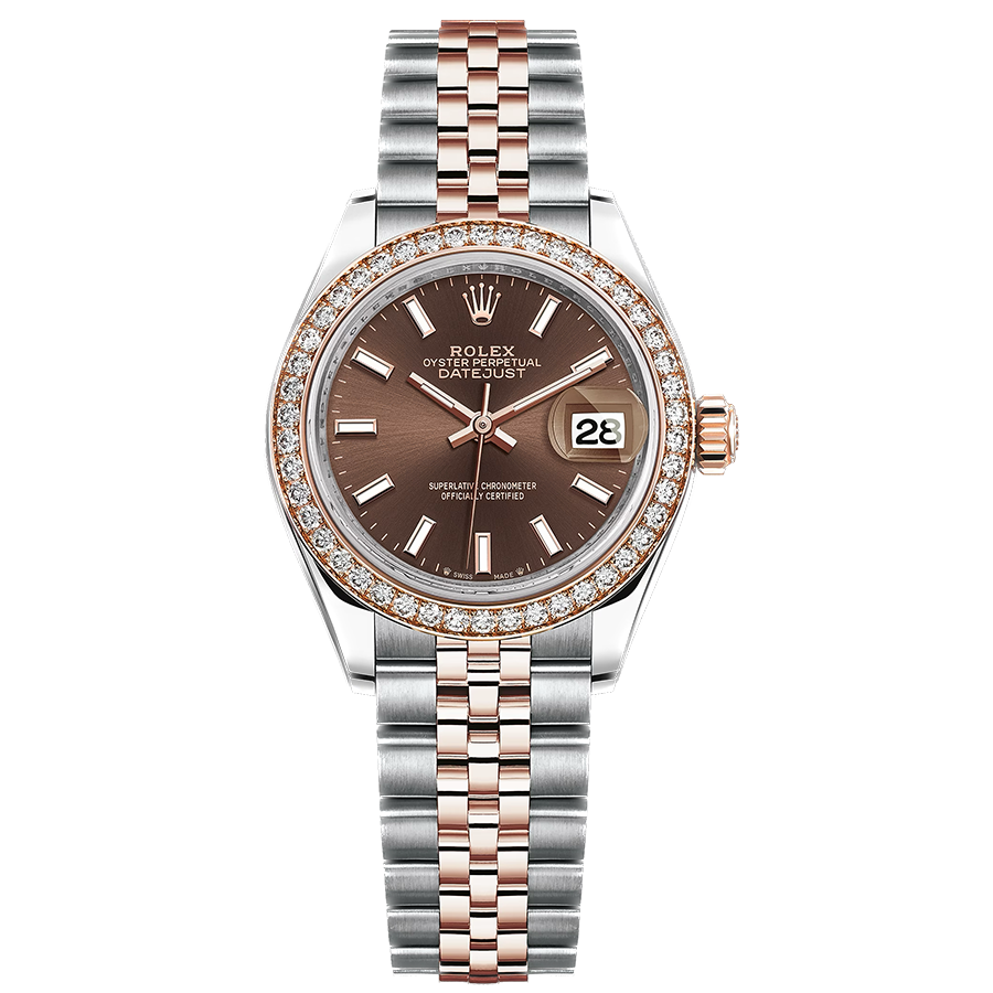 Rolex 1:1 Super Clone Lady-Datejust Chocolate Dial Diamond Bezel 28mm 279381RBR