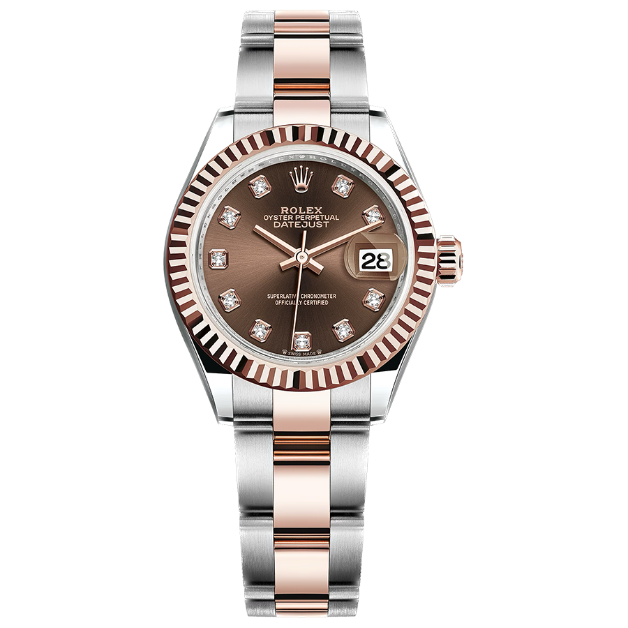 Rolex 1:1 Super Clone Lady-Datejust Chocolate Diamond Dial Fluted Bezel 28mm 279171