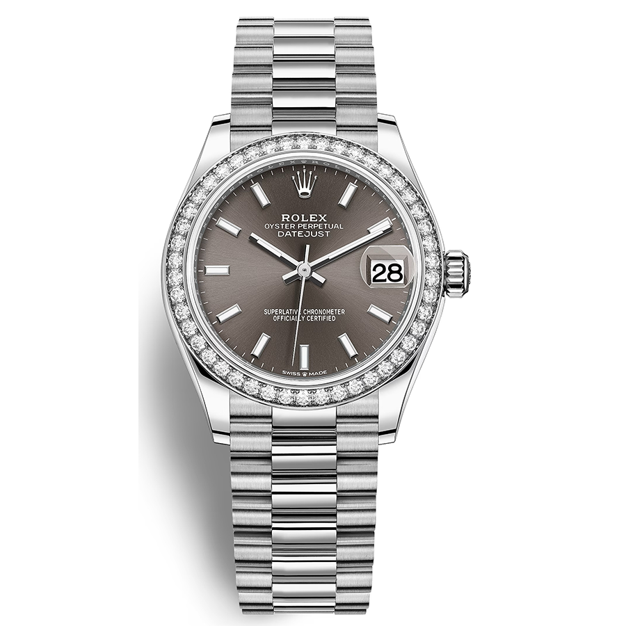 Rolex 1:1 Super Clone Datejust Dark Grey Dial Diamond Bezel 31mm 278289RBR