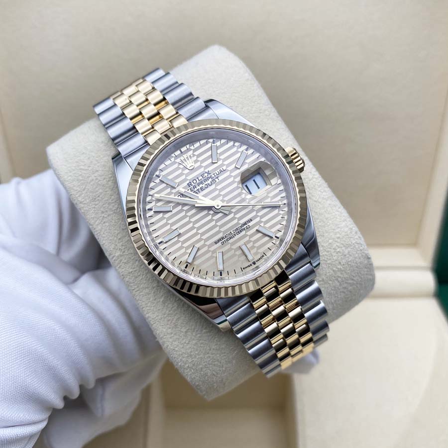 Rolex 1:1 Super Clone Datejust Golden Fluted Motif Fluted Dial 36mm 126233