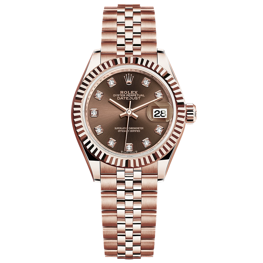 Rolex 1:1 Super Clone Lady-Datejust Chocolate Diamond Dial Fluted Bezel 28mm 279175