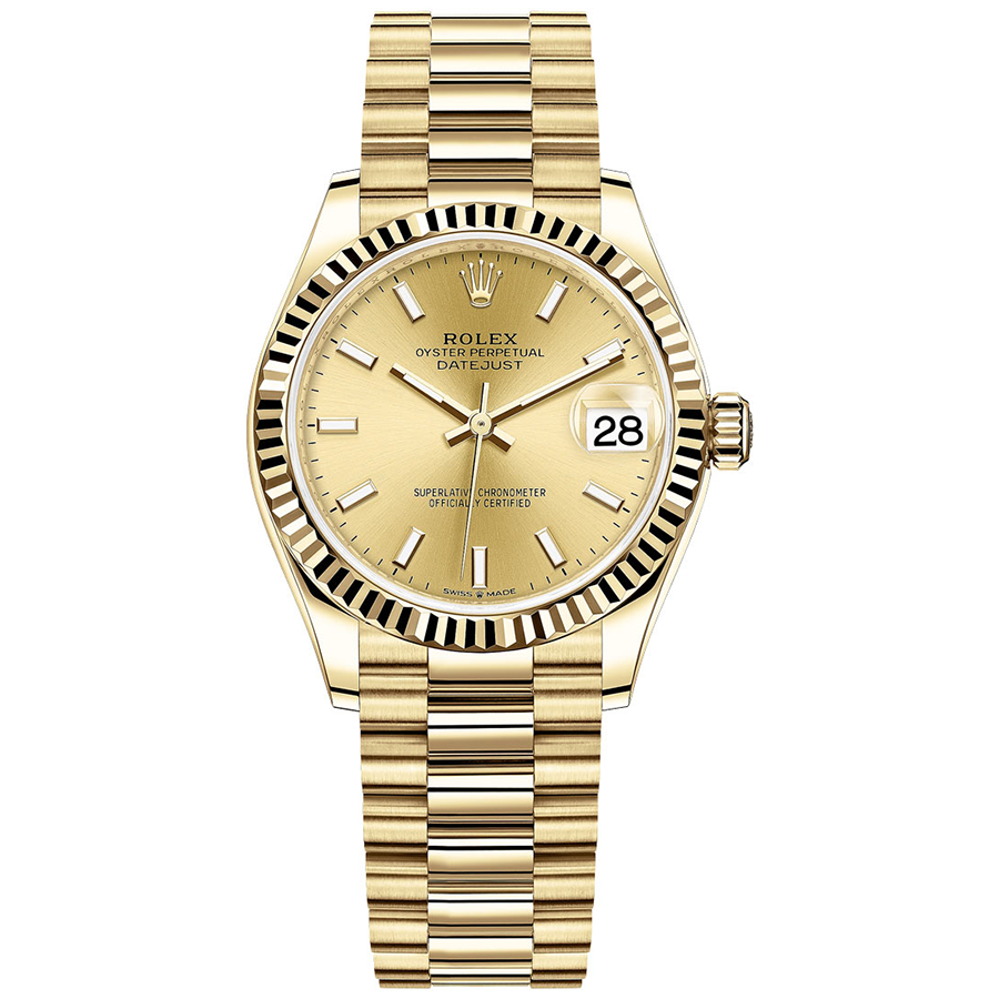 Rolex 1:1 Super Clone Datejust Champagne Dial Fluted Bezel 31mm 278278