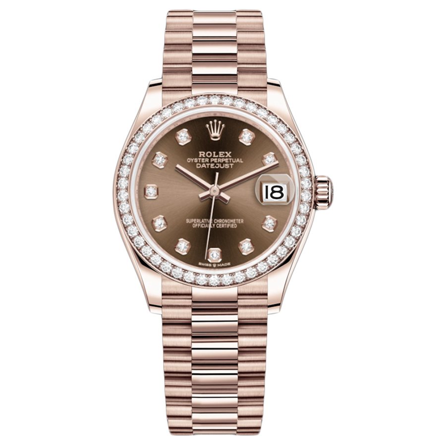 Rolex 1:1 Super Clone Datejust Chocolate Diamond Dial Diamond Bezel 31mm 278285RBR